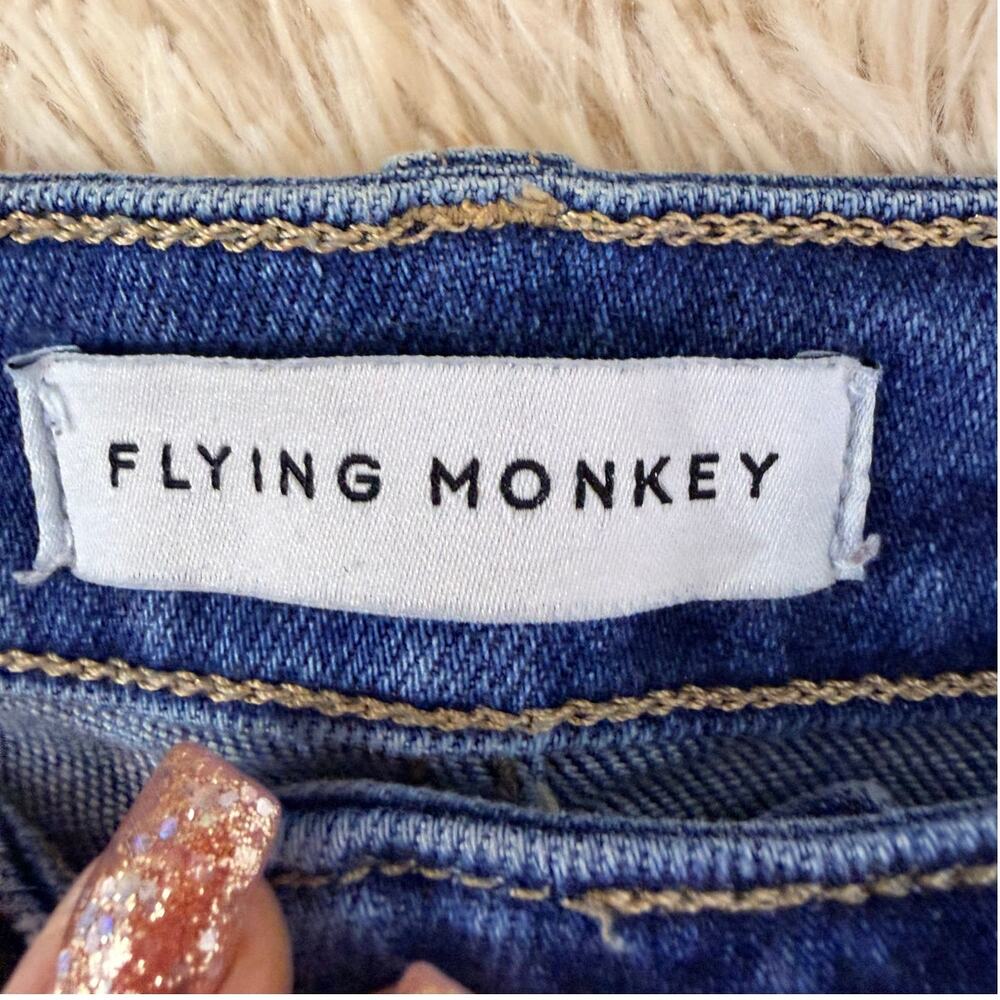 Flying Monkey High Rise Button Fly Distressed Ski… - image 5